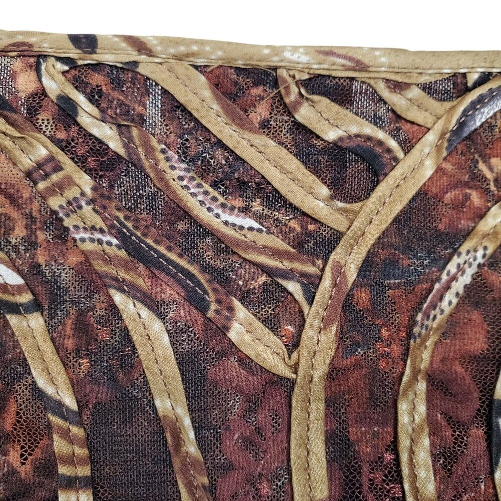 Chicos 3 Sz XL Jacket Abstract Swirl Patterned Open Front Nylon Silk Earth Tones - Picture 7 of 10